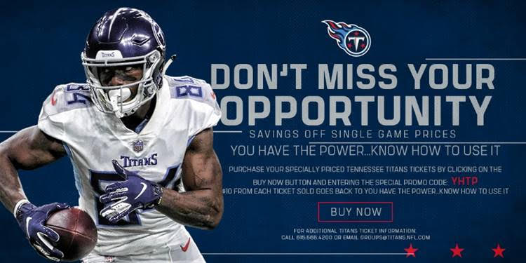 Discount Titans Tickets Benefiting You Have the Power! - You Have